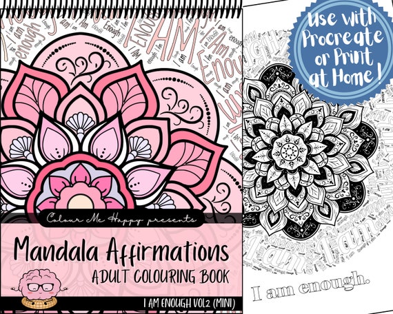 I AM ENOUGH VOL 2 mini Series Mandala Coloring Pages Adult Coloring Books 6  Sheets Printable 