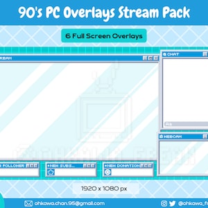 90&#39;s PC Overlays Stream Pack / Retro Windows / Old / Computer screen