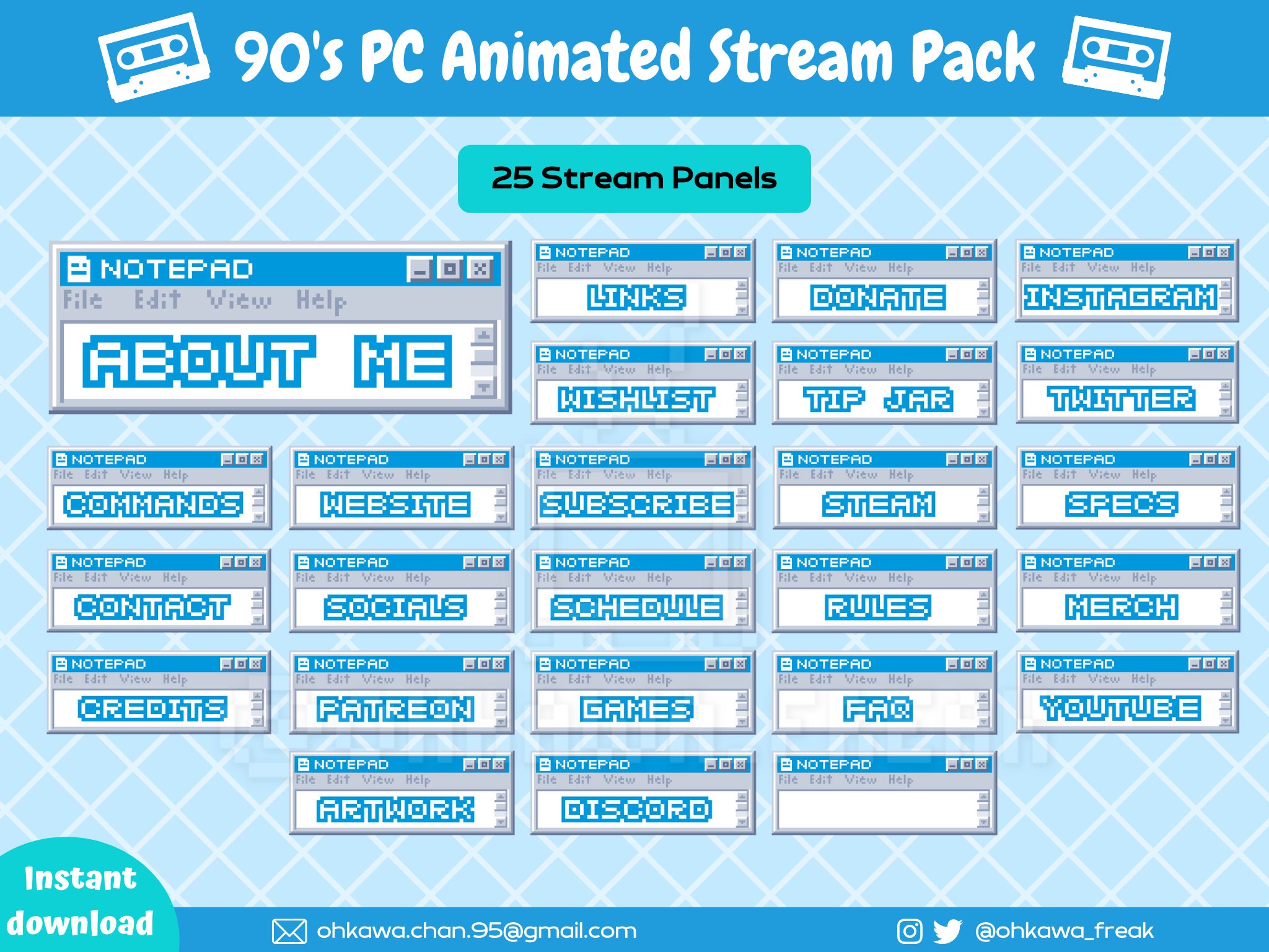 Full 90's PC Animated Stream Package / Retro Windows / Computer Screen ...