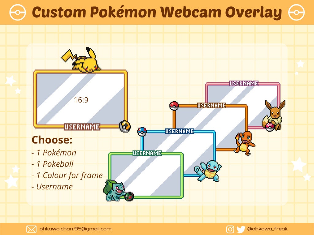 Custom Pokémon cam Overlay / Twitch / Stream / Youtube / Pixel art