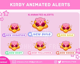 Kirby Animated Alerts / Cute / Kawaii / Pink
