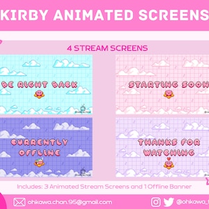 Kirby Animated Screens / Cute / Kawaii / Pink / Stream / Twitch / Youtube