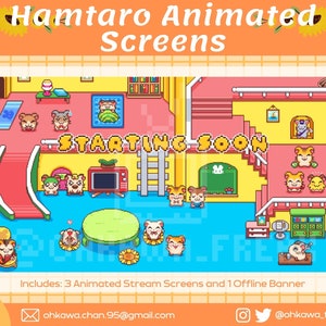 Hamtaro Animated Screens / Cute / Kawaii / Youtube / Twitch / Banner / Starting / BRB