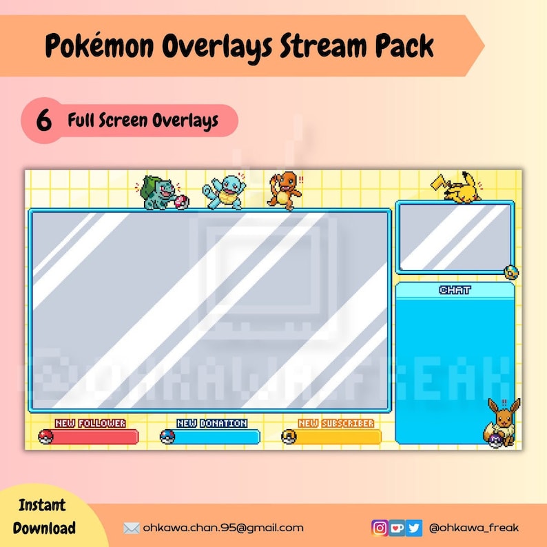 Pokémon Overlays Stream Pack / Twitch / Youtube / Pixel Art Etsy Canada