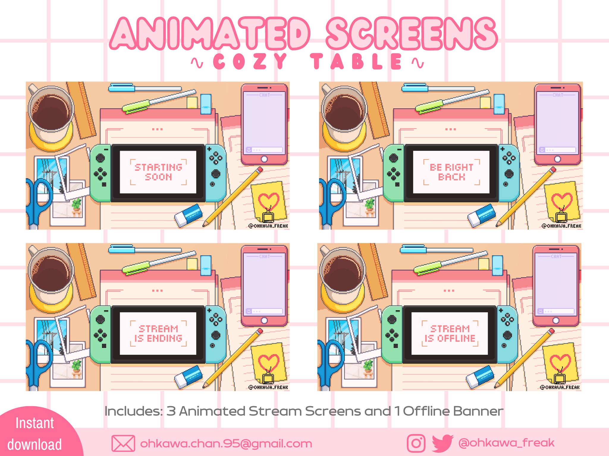 Cozy Table Animated Screens / Stream / Switch / Lofi / Aesthetic / Cute ...
