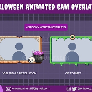 Halloween Animated Webcam Overlays Stream Pack / Twitch / Youtube / Pixel art / Spooky / Horror