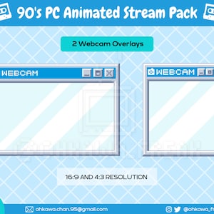 90&#39;s PC Webcam Overlays & Animated Alerts Stream Pack / Retro Windows / Old / Computer screen