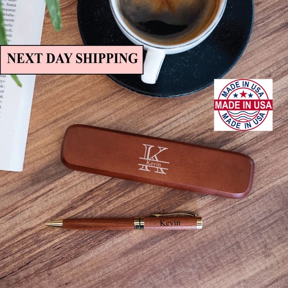 Wood Pen Set,Monogrammed Wood Pen,Monogrammed Pen Set,Desktop Pen Holder,Engraved Pen Case,Personalized Pen Set,Boss&CEO Gift,Christmas gift