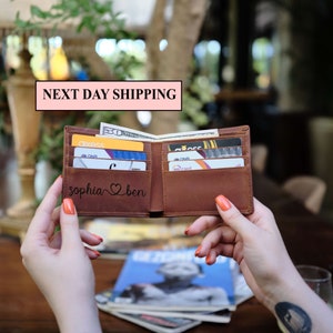 Día de San Valentín, billetera de cuero personalizada, billetera personalizada, regalo para novio, billetera grabada, regalo de cumpleaños para papá, billetera para hombre, regalo para él