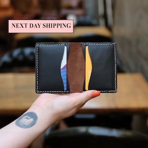 Cartera de hombre personalizada cosida a mano, regalo para él, cuero de grano completo, regalo de aniversario, regalo de novio, regalo para papá, regalo de mamá, día de San Valentín