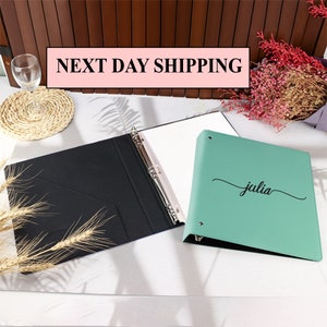 Carpeta de 3 anillas para empresas, tapa de carpeta personalizada, carpeta grabada, carpeta de cuero vegano, obsequios empresariales, obsequios para abogados, obsequios para ejecutivos, 3 anillas, Navidad
