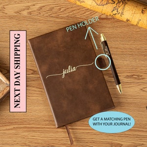 Journal en cuir personnalisé, journal en cuir personnalisé, journal avec nom, carnet personnalisé, journal intime personnalisé, format voyage, cadeau papa