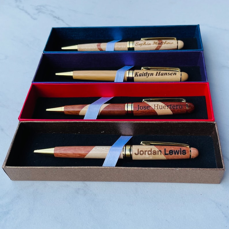 Personalized Custom Wood Pen Gift Box Laser Engraved Etsy
