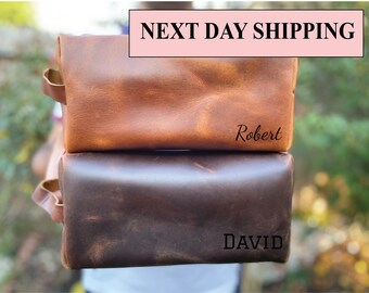 Personalized Leather Dopp Kit, Customized Groomsmen Gift Toiletry Bag, Monogrammed Men Toiletry Bag, Gift for Him,Gift for X,Father Day Gift