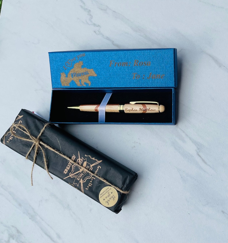 Personalized Custom Wood Pen Gift Box Laser Engraved Etsy