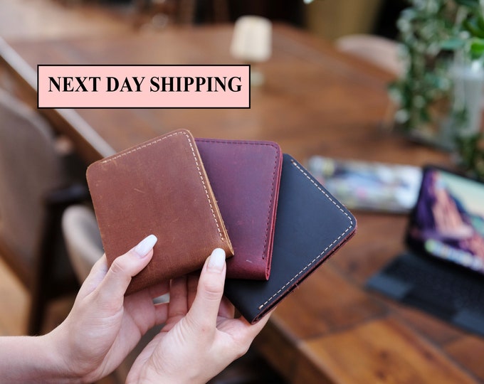 Personalized Handmade Bifold mens wallet, Gift for him, Full Grain Leather, Anniversary Gift, Boyfriend Gift, Gift for Dad, Father's Day