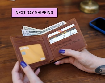 Men&#39;s Wallet, Gift for Him,Groomsman Gift, Husband Gift, Monogram Wallet, Engraved Wallet, Personalized Wallet, Gift for dad, Dad Gift,Xmas