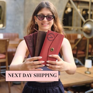 Cartera de piel auténtica para mujer, Carteras de piel para madres, Regalos para el día de la madre, Carteras finas de piel, Regalo para mamá, Cartera personalizada, Navidad
