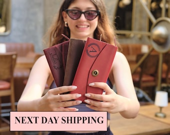 Genuine Leather Wallet Women, Mother’s Leather Wallets Gifts, Mother day Gifts, Leather Slim Wallets, Gift for Mom, Personalized Wallet,Xmas