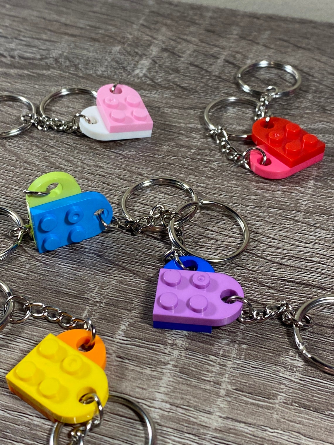 Lego Heart Keychain Couples Keychain Matching Bestfriend Etsy