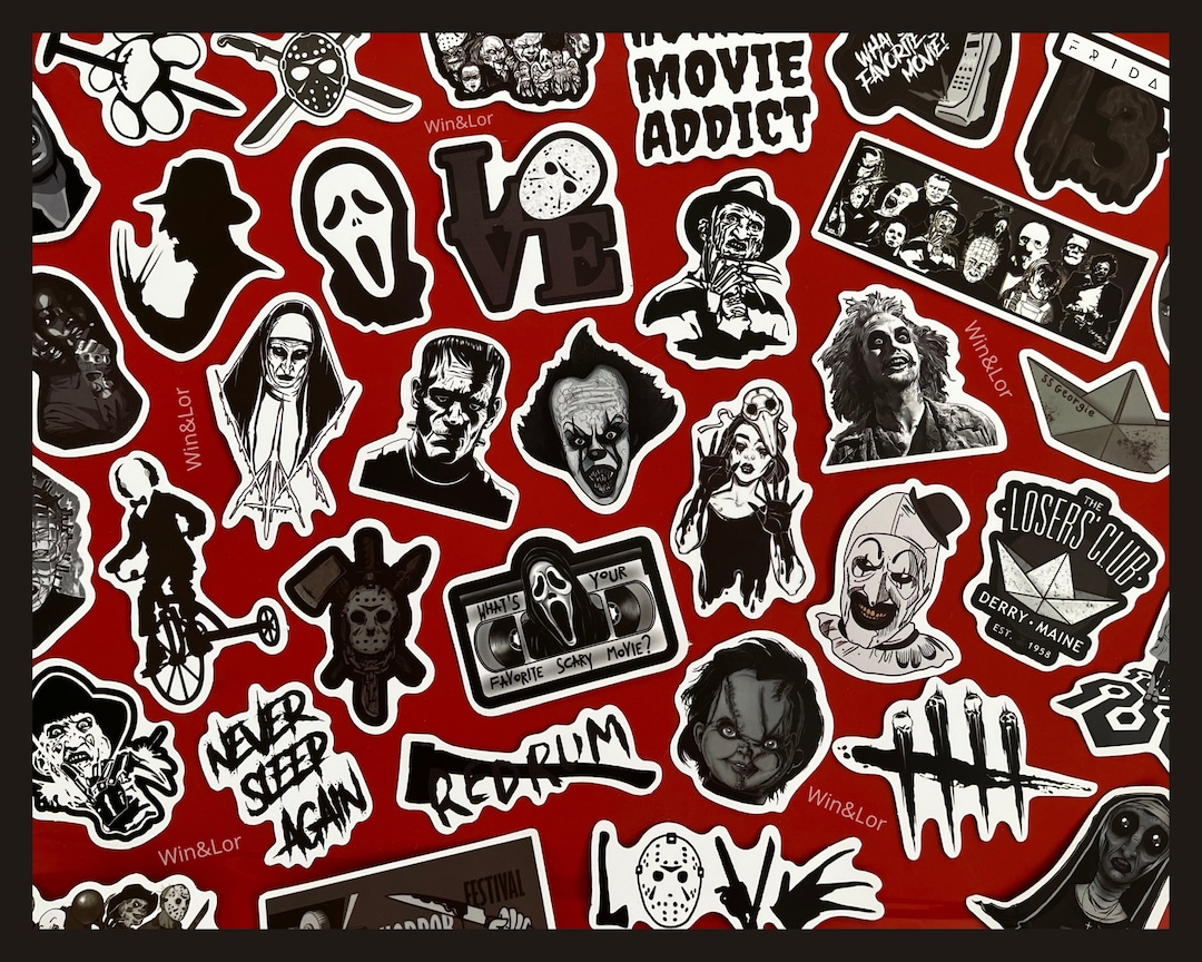 Horror Stickers Mystery Horror Black & White Vinyl Waterproof Halloween
