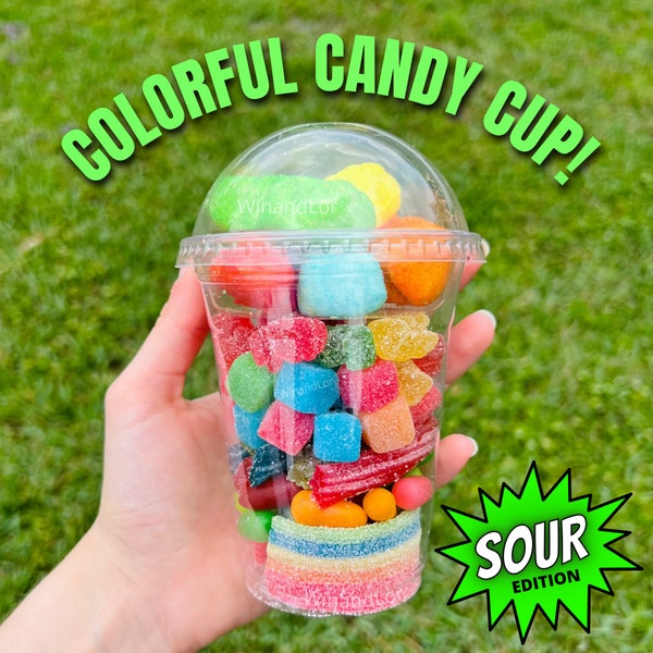 Sour Candy Cup, Sweet Treat Gummy Candy, Sour Straws, Employee Gift, Birthday Gift, Christmas Gift, Party Favors, Corporate Gift, Tart Candy
