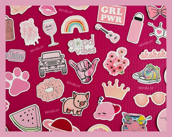 Pink Stickers, Waterproof Vinyl Cute Stickers, Laptop Stickers, Girl Teen  Tween Gift, Water Bottle Stickers, Valentines Day Gift, Stationery 