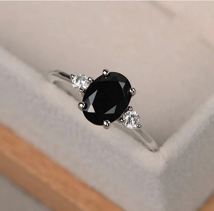 Black stone ring | Black stone ring, Black diamond ring, Black rings