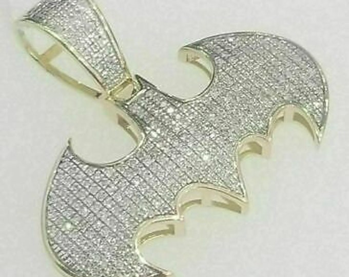 1.50CT White Round Diamond Hip Hop Pendant, Customized Hip Hop Necklace, 14K Yellow Gold Finish Hip Hop Jewelry.