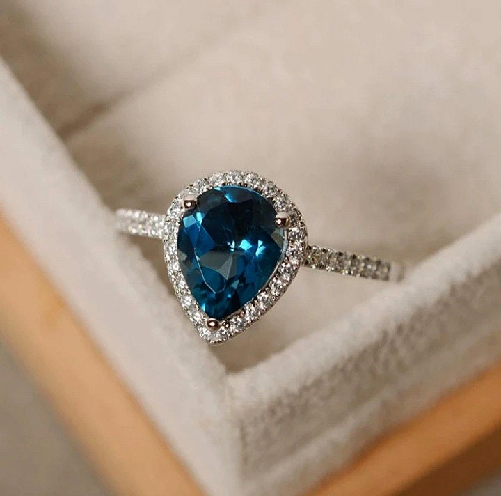 Pear shaped london blue topaz ring deals