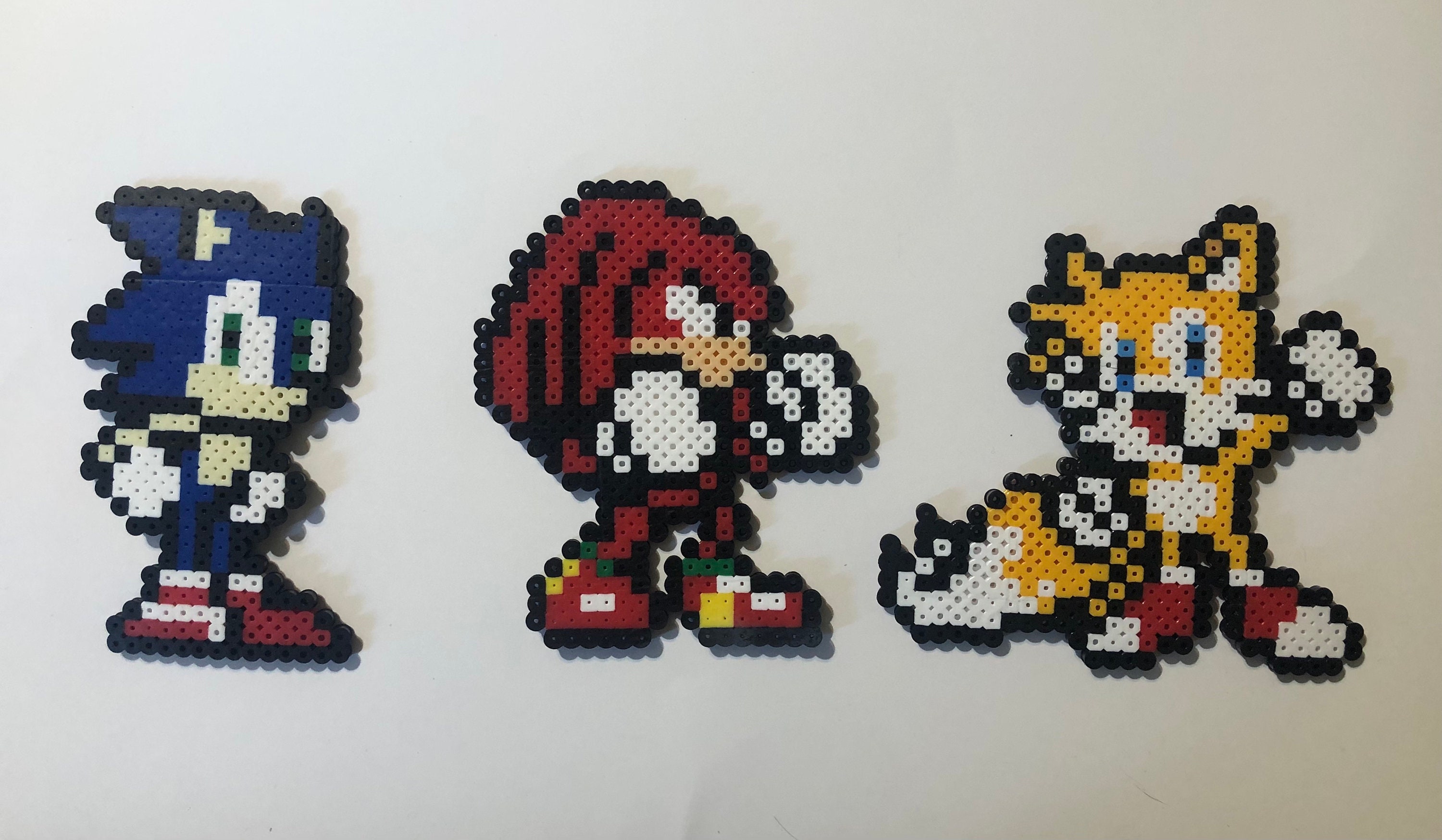 Sonic Knuckles y Tails Perler Bead Sprites Etsy