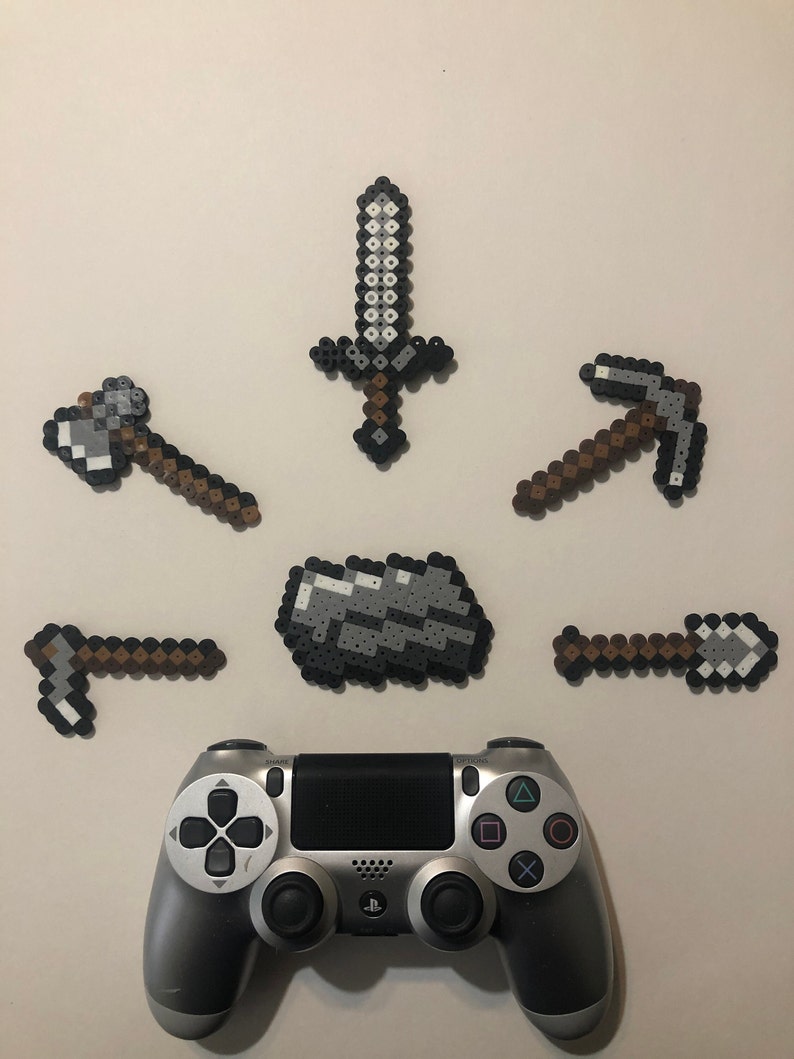 Minecraft Iron Tools Perler Bead Sprites Etsy Israel