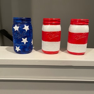 American Flag Mason Jars