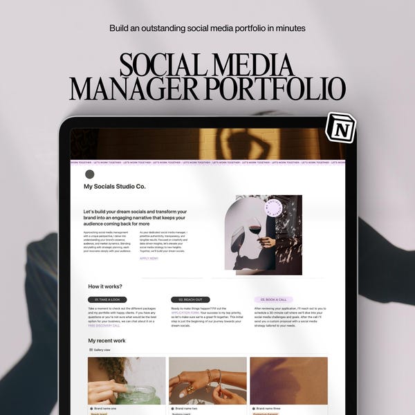 Social Media Manager Portfolio Notion Template