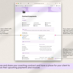 K&ouml;nnte beinhalten: Ein Screenshot einer Website, die einen Abschnitt f&uuml;r Vertr&auml;ge und Zahlungen zeigt. Die Website hat ein lila-wei&szlig;es Farbschema und enth&auml;lt eine Navigationsleiste mit Links zu verschiedenen Abschnitten. Der Abschnitt f&uuml;r Vertr&auml;ge und Zahlungen umfasst einen Bereich zum Hochladen von Vertr&auml;gen, Zahlungsinformationen und Zahlungsaufzeichnungen.