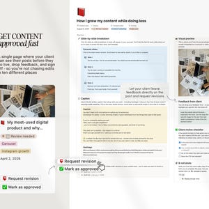 Notion-sjabloon klantportal social media, klantintroductie, contentstrategie afbeelding 8