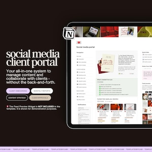 Notion client portal template for social media managers, social media strategy, client onboarding template, social media management