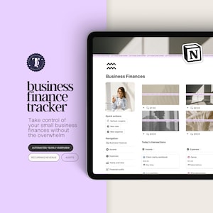 Business finance tracker Notion template, Income and expense tracker, Small business bookkeeping, Notion financial planner