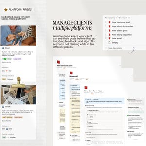 Notion-sjabloon klantportal social media, klantintroductie, contentstrategie afbeelding 9
