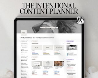 Content Planner Notion Template, Social Media Marketing, Content Calendar