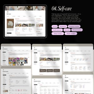 May include: Screenshot of a website titled "Self-care". The website offers a range of tools to help users monitor their health and wellbeing, including a journal, meditation tracker, symptom tracker, outfit planner, skincare tracker, period tracker, sleep tracker, and water tracker.