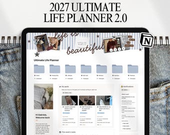 Modèle de planificateur de vie Notion, Second Brain, agenda numérique 2027