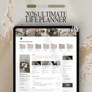 Life Planner Notion template, Second Brain, 2026 Digital Planner image 1
