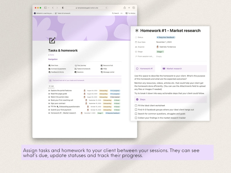 K&ouml;nnte beinhalten: Ein Screenshot einer Webseite, die ein Aufgaben- und Hausaufgabenmanagementsystem zeigt. Die Seite tr&auml;gt den Titel "Aufgaben & Hausaufgaben" und enth&auml;lt eine Liste von Aufgaben und Hausaufgaben. Die Seite enth&auml;lt auch einen Abschnitt f&uuml;r Hausaufgaben zur Marktforschung, der Anweisungen und Schritte zur Erledigung der Aufgabe enth&auml;lt.