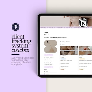 Client tracker Notion template, coaching planner, coaching dashboard, Notion CRM template, client onboarding, client management