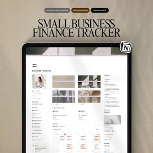 Small Business Finance Tracker Notion Template, Income and Expense, Bookkeeping, Notion Financial Planner