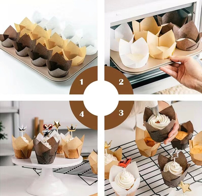 200 Pc Tulip Cupcake Popover Muffin Liners Baking Cups Etsy