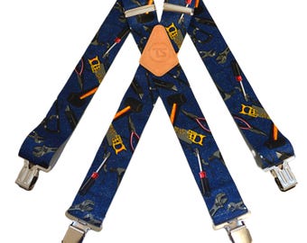 Brimarc Men's Heavy Duty Blue Hand Tool Braces Trouser Belt Suspender 2" 50mm Wide