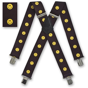 Brimarc Mens Heavy Duty Smiley Braces Trouser Belt Suspender 2&quot; 50mm Wide