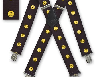 Brimarc Mens Heavy Duty Smiley Braces Trouser Belt Suspender 2&quot; 50mm Wide